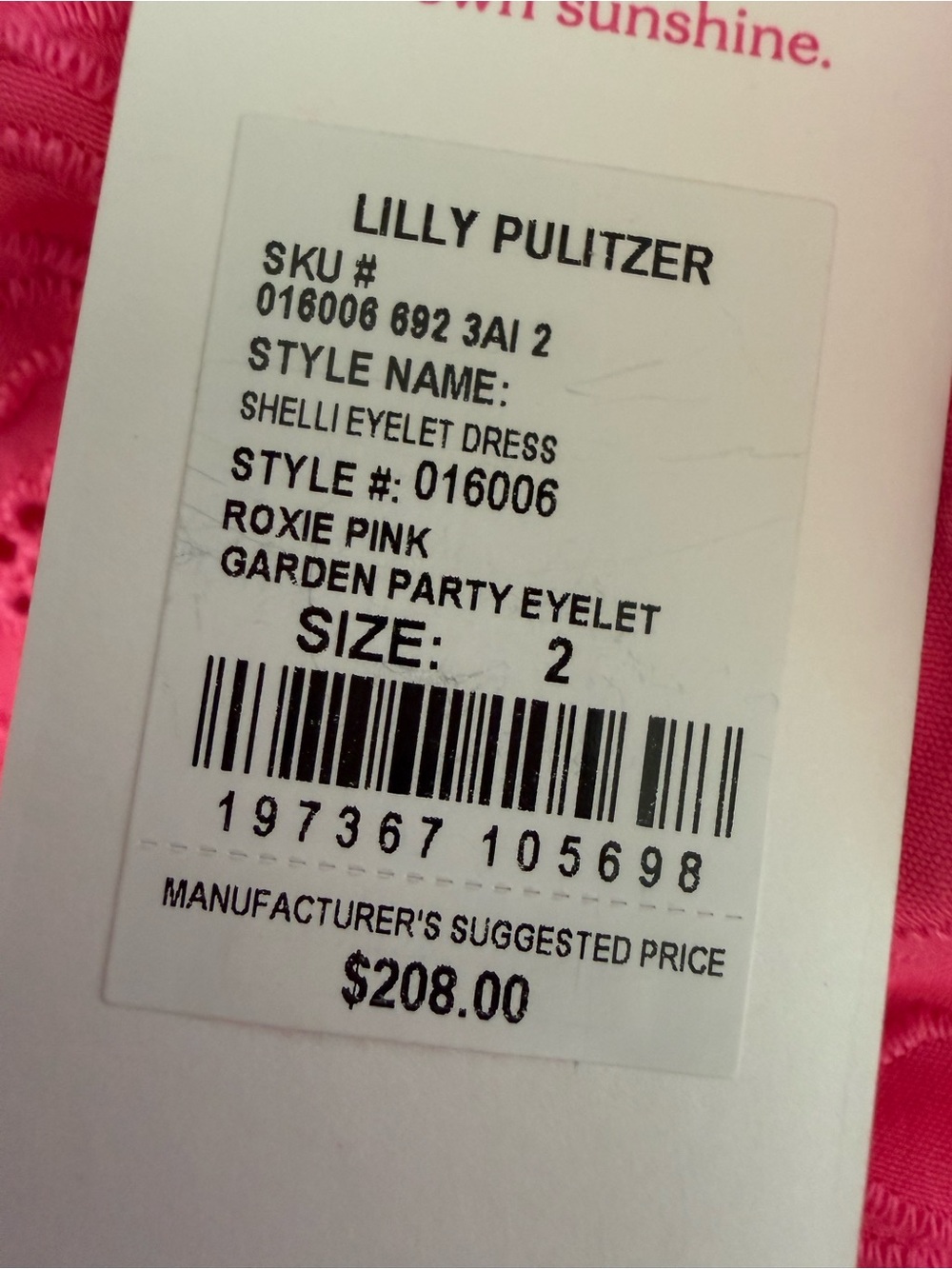 Lilly Pulitzer Hot Pink Eyelet Spaghetti-Strap Dress - Picture 5 of 5